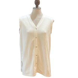 Vintage express sleeveless ribbed vest button down jacket cotton white women’s M